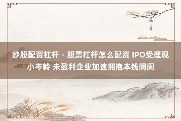 炒股配资杠杆 - 股票杠杆怎么配资 IPO受理现小岑岭 未盈利企业加速拥抱本钱阛阓